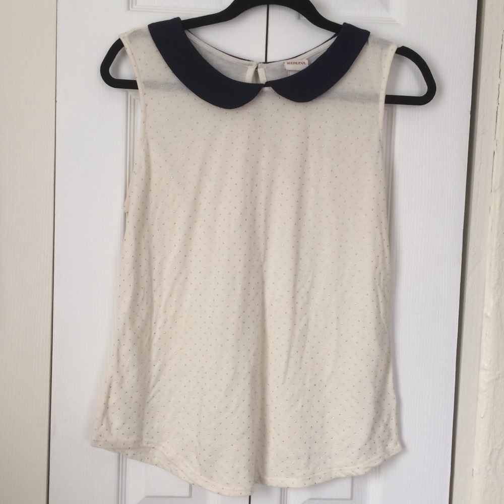 [Merona] Peter Pan collared tank with gold details